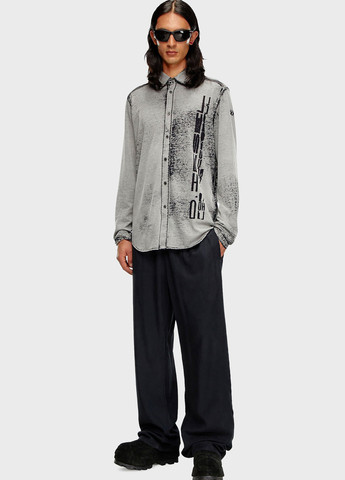 Серая кэжуал рубашка с логотипом Diesel