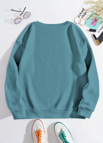 Бірюзовий світшот SHEIN новорічний без декору (334102178)