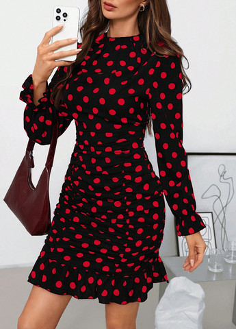 Комбинированное кэжуал платье SHEIN в горошек