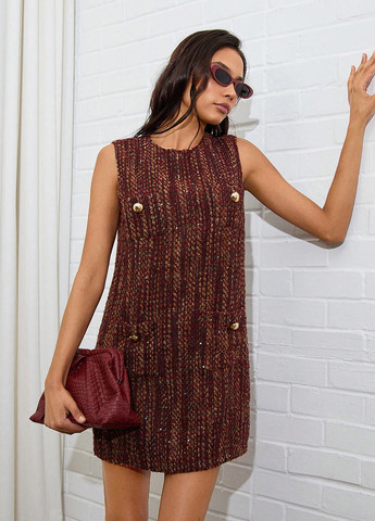 Коричнева святковий, кежуал сукня футляр SHEIN з абстрактним візерунком