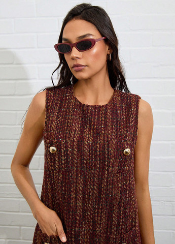 Коричнева святковий, кежуал сукня футляр SHEIN з абстрактним візерунком