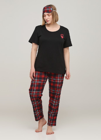 Червона всесезон піжама (футболка, штани, маска для сну) футболка + штани Трикомир