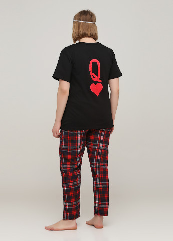 Красная всесезон пижама (футболка, брюки, маска для сна) футболка + брюки Трикомир
