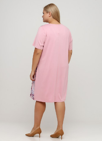 Розовое кэжуал платье платье-футболка Sheego с рисунком
