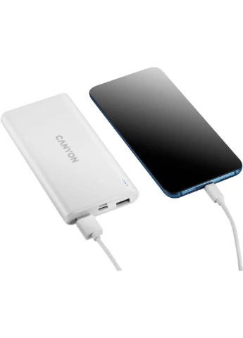Батарея універсальна (Повербанк) PB-106 10000mAh Input 5V / 2A, Output 5V / 2.1A (Max) (CNE-CPB1006W) Canyon PB-106 10000mAh Input 5V/2A, Output 5V/2.1A(Max) (242982863)