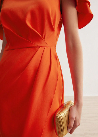 Оранжевое кэжуал платье футляр SHEIN однотонное