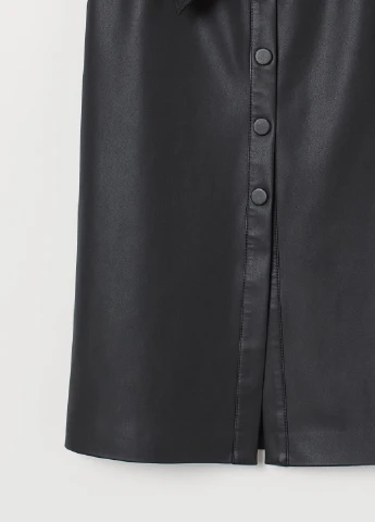 Черная однотонная юбка из искусственной кожи H&M
