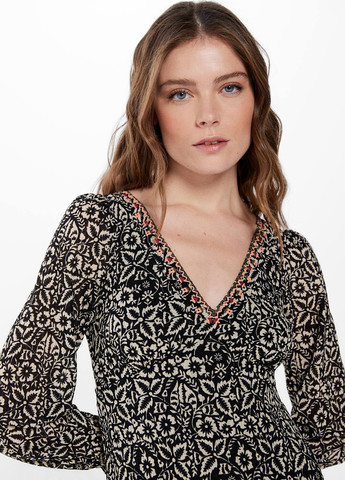 Черное кэжуал платье в стиле ампир Springfield с цветочным принтом