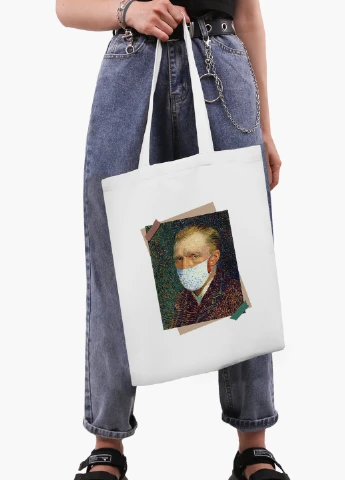 Эко сумка шоппер белая Винсент Ван Гог Карантин (Vincent Van Gogh Quarantine) (9227-1415-WT2) Еко сумка шоппер біла 41*35 см MobiPrint (219124406)