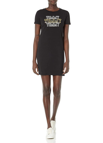 Чорна кежуал сукня сукня-футболка Tommy Hilfiger з написами