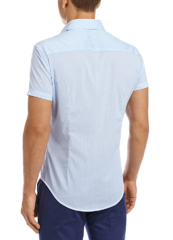 Голубой кэжуал рубашка однотонная Oodji с коротким рукавом