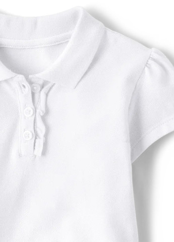 Белая детская футболка-поло для девочки The Children's Place однотонная
