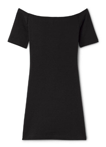 Черное кэжуал платье с открытыми плечами Weekday однотонное