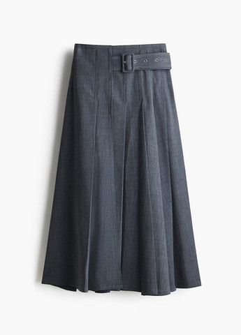 Серая офисная, кэжуал меланж юбка H&M на запах, а-силуэта (трапеция)