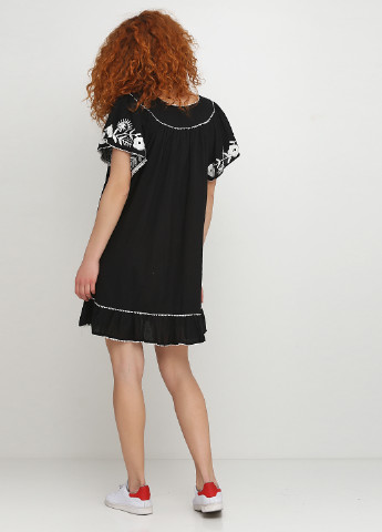 Чорна кежуал сукня кльош Sunlight з квітковим принтом