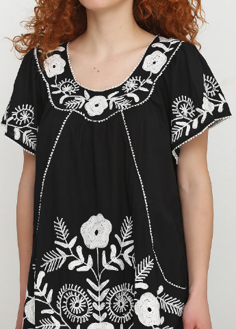 Чорна кежуал сукня кльош Sunlight з квітковим принтом