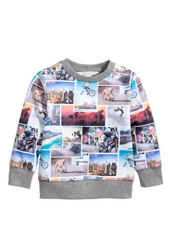 H&M світшот малюнок сірий кежуал