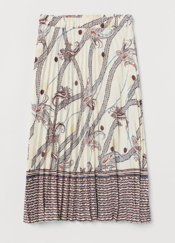 Светло-бежевая кэжуал с орнаментом юбка H&M