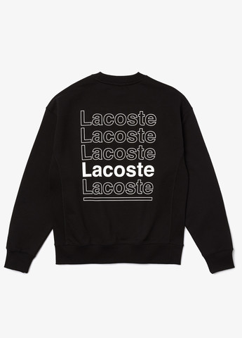 Свитшот Lacoste - Прямой крой надпись черный кэжуал, спортивный хлопок, трикотаж, футер - (276459802)