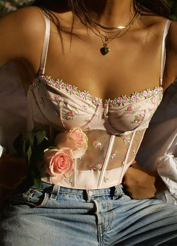 Светло-розовый демисезонный комплект (бюстье, трусики) Victoria's Secret