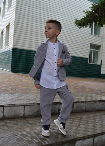 Сірий демісезонний костюм (піджак, штани) брючний BRAZERS