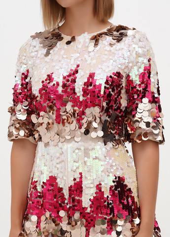 Комбинезон Boohoo комбинезон-шорты абстрактный бежевый кэжуал, праздничный, коктейльный полиэстер