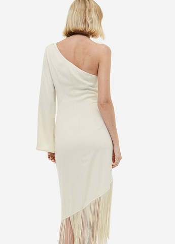 Светло-бежевое кэжуал платье на одно плечо H&M однотонное