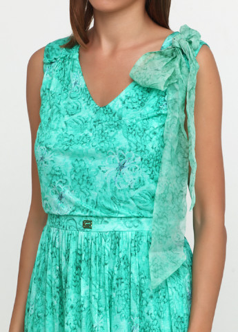 Бирюзовое кэжуал платье Roberto Cavalli с абстрактным узором