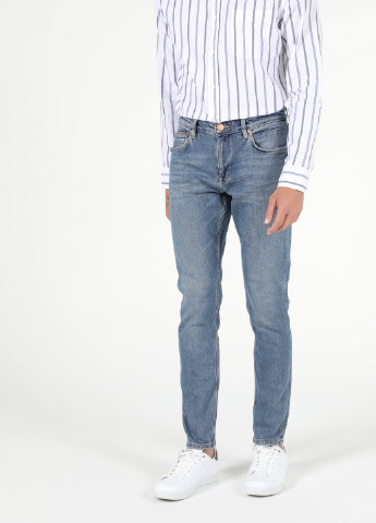 Голубые демисезонные слим, зауженные джинсы 041 DANNY Colin's