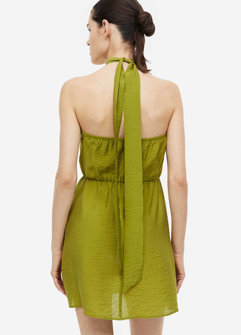 Оливковое кэжуал платье H&M однотонное