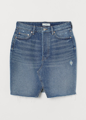Светло-синяя джинсовая однотонная юбка H&M