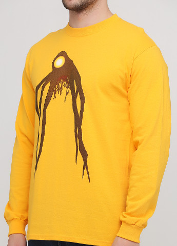 Желтый демисезонный кэжуал лонгслив Gildan с рисунком