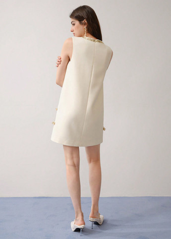 Бежева кежуал сукня з відкритими плечима SHEIN однотонна