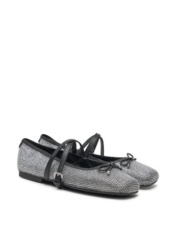 Жіночі балетки Michael Kors | срібні однотонні бант, стрази натуральна шкіра (331808549)