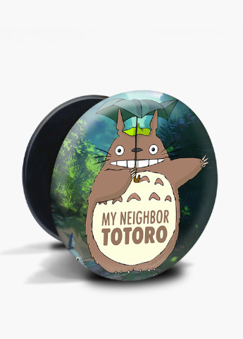 Попсокет (Popsockets) держатель для смартфона Мой сосед Тоторо (My Neighbor Totoro) (8754-2656) Черный MobiPrint (216836466)