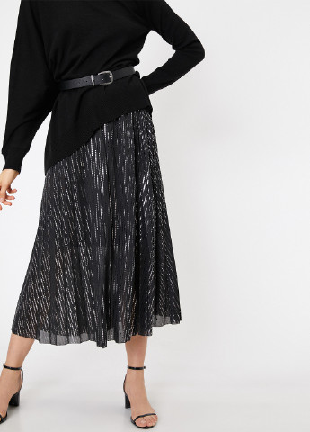 Темно-серая кэжуал с геометрическим узором юбка KOTON плиссе, клешированная