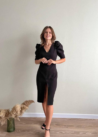 Черное женское платье с рукавом черного цвета 385636 New Trend