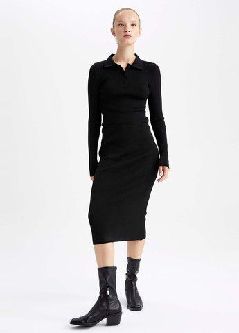 Черная кэжуал однотонная юбка DeFacto