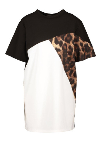 Черно-белое кэжуал платье платье-футболка Boohoo тигровый