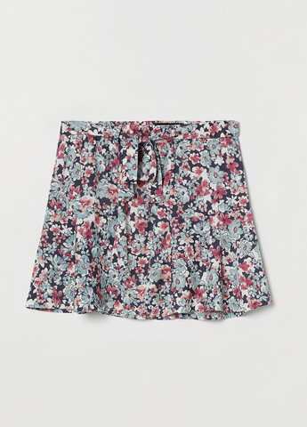 Синяя кэжуал цветочной расцветки юбка Lefties клешированная