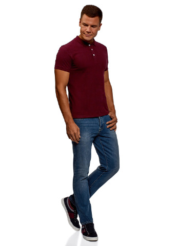Бордовая футболка-поло для мужчин Oodji однотонная