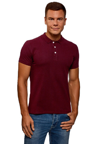 Бордовая футболка-поло для мужчин Oodji однотонная