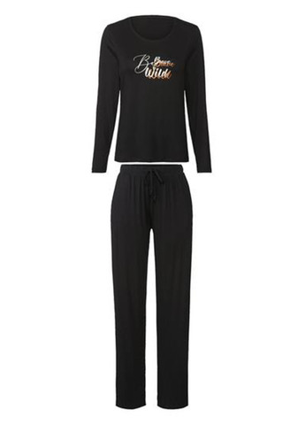 Черная всесезон пижама (лонгслив, брюки) лонгслив + брюки Esmara