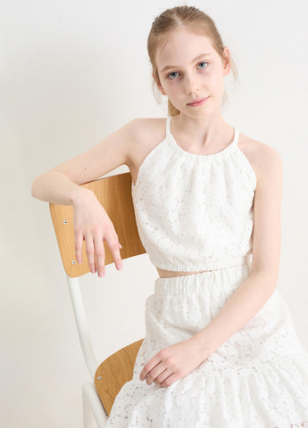 Белый летний костюм (топ, юбка) C&A