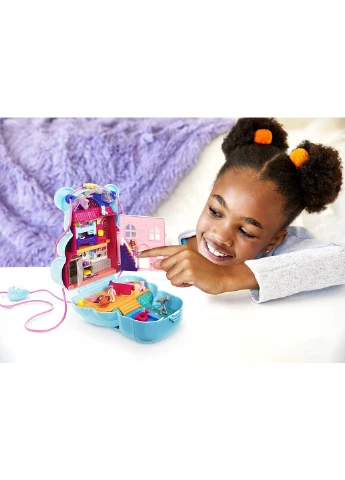 Ігровий набір Поллі Покет Polly Pocket Teddy Bear Purse Кишеньковий Світ Вечірні посиденьки з ведмедиком (HGC39) Mattel (255665476)