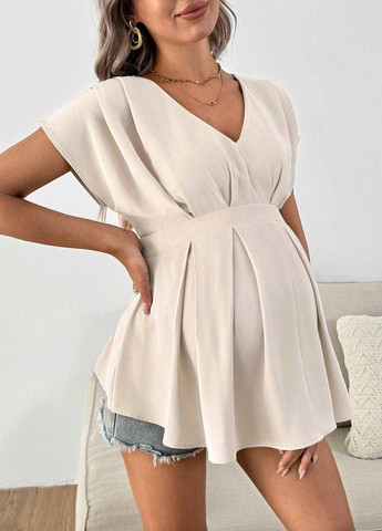 Кремовая блуза для беременных с баской SHEIN