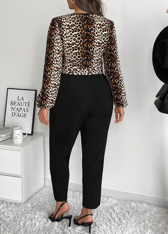 Комбинезон SHEIN комбинезон-брюки леопардовый комбинированный кэжуал полиэстер