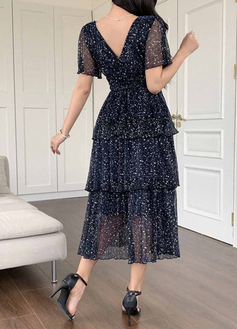 Темно-синя святковий, вечірня сукня а-силует SHEIN однотонна