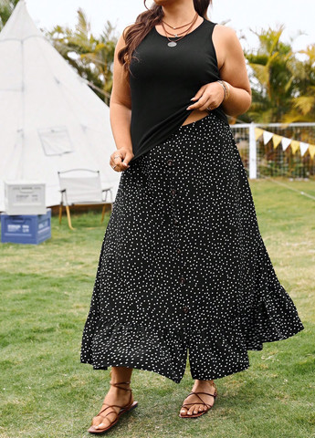 Черно-белый летний комплект (топ, юбка) SHEIN