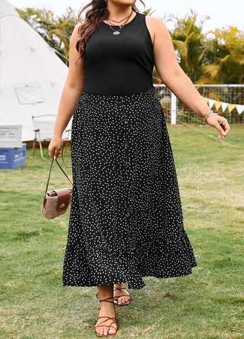 Черно-белый летний комплект (топ, юбка) SHEIN